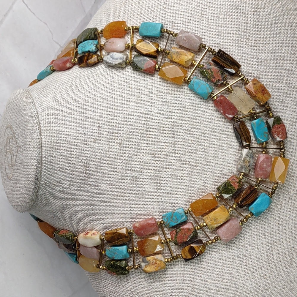 Artisan Crafted Multi Gemstone Collar Necklace